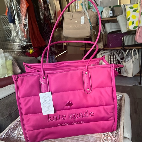 kate spade Handbags - NWT Kate Spade Ella Pink quilted puffer tote